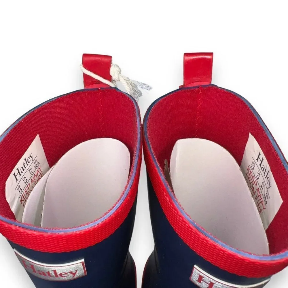 Hatley Navy‎ & Red Rain Matte Boots RB0NAVY307 Youth 13